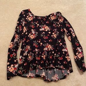 black floral long sleeve top kids XL